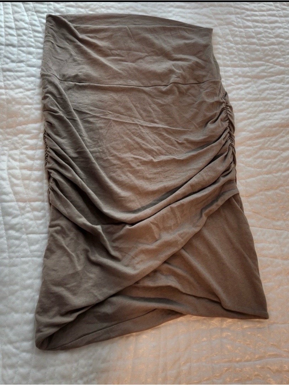 James Perse Taupe Asymmetrical Ruched Skirt